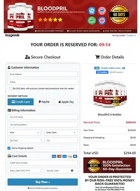 Blood Pril Order Page